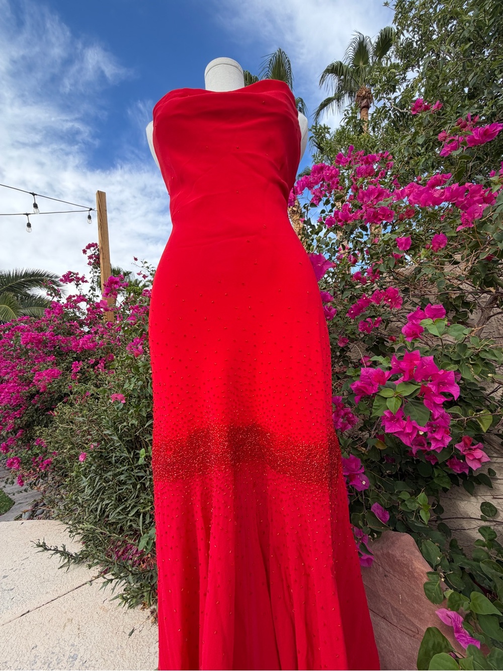 Stunning Red Vintage Cache Beaded Gown